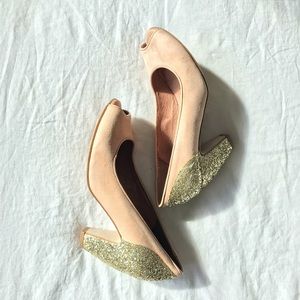 Topshop blush and gold glitter heels